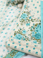Printed Cotton Blend Unstitched Suit With Dupatta