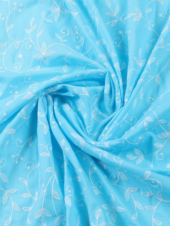 Neck Embroidered Cotton Blend Unstitched Suit Piece With Dupatta