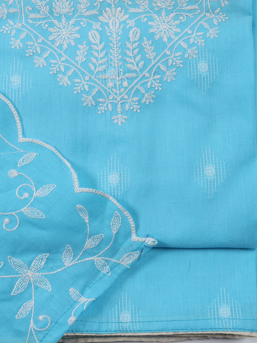 Neck Embroidered Cotton Blend Unstitched Suit Piece With Dupatta