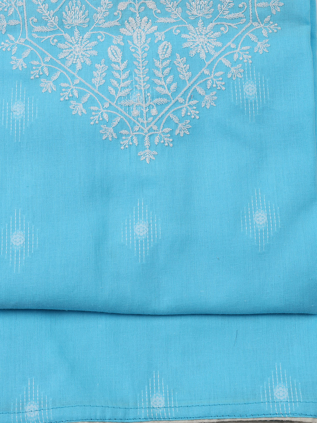Neck Embroidered Cotton Blend Unstitched Suit Piece With Dupatta