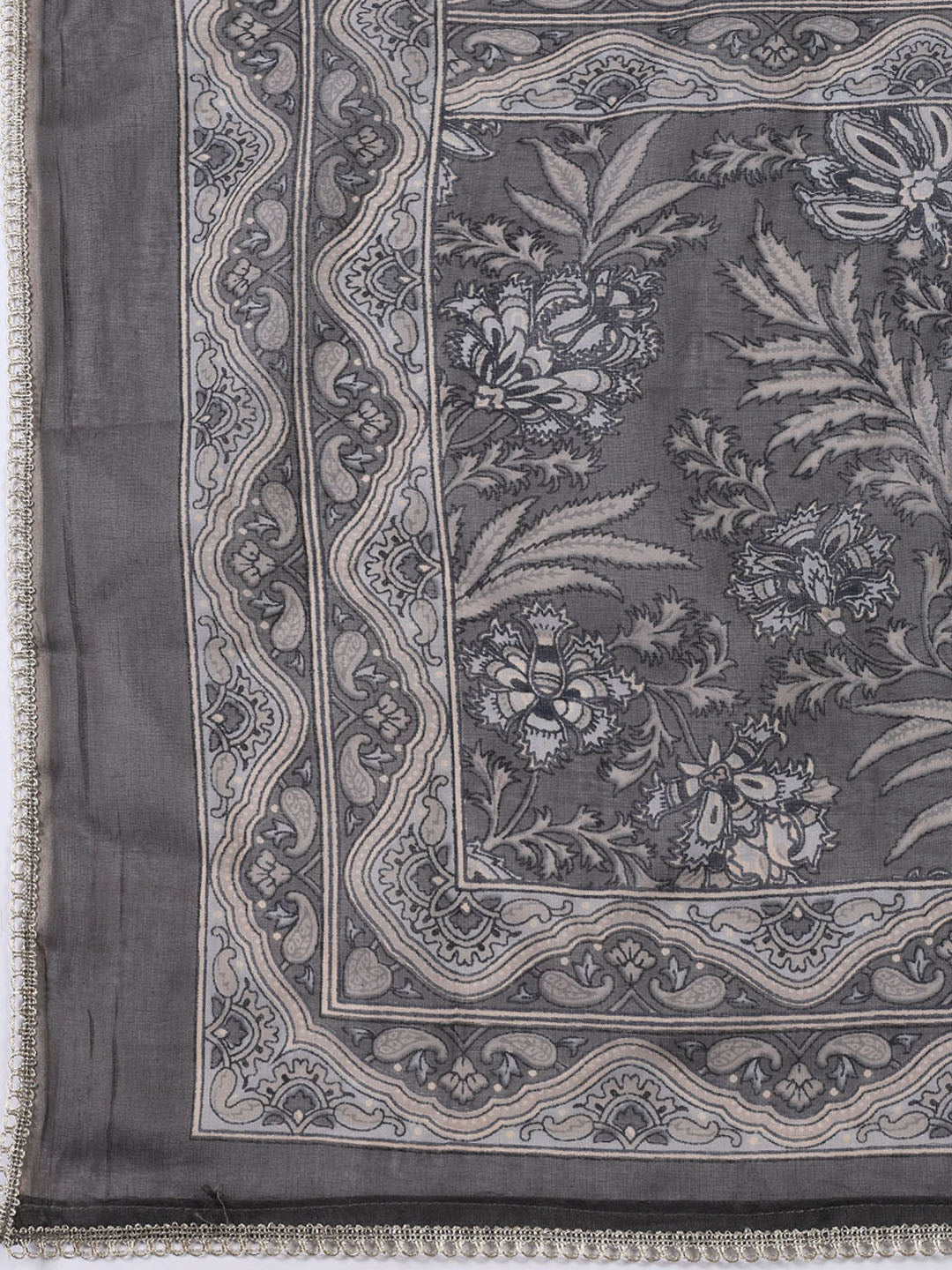 Printed Cotton Blend Unstitched Suit With Dupatta
