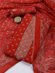 Printed Cotton Blend Unstitched Suit With Dupatta