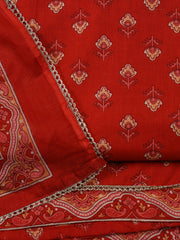 Printed Cotton Blend Unstitched Suit With Dupatta