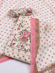 Printed Cotton Blend Unstitched Suit With Dupatta