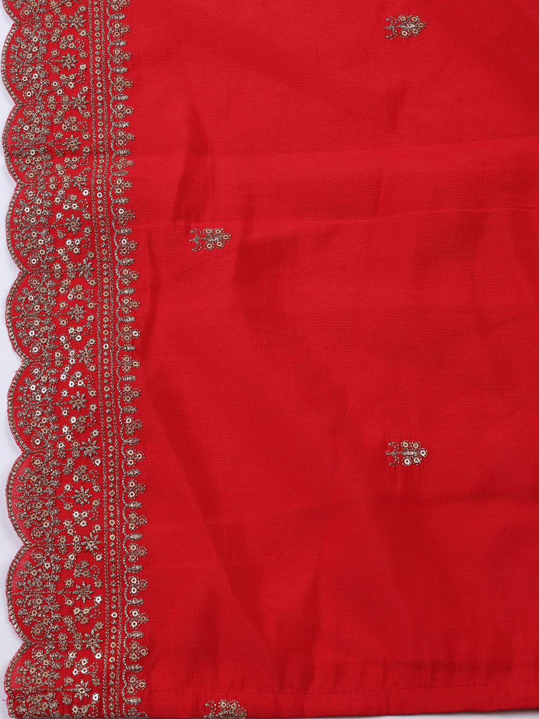 Neck Embroidered Chanderi Unstitched Suit Piece With Dupatta