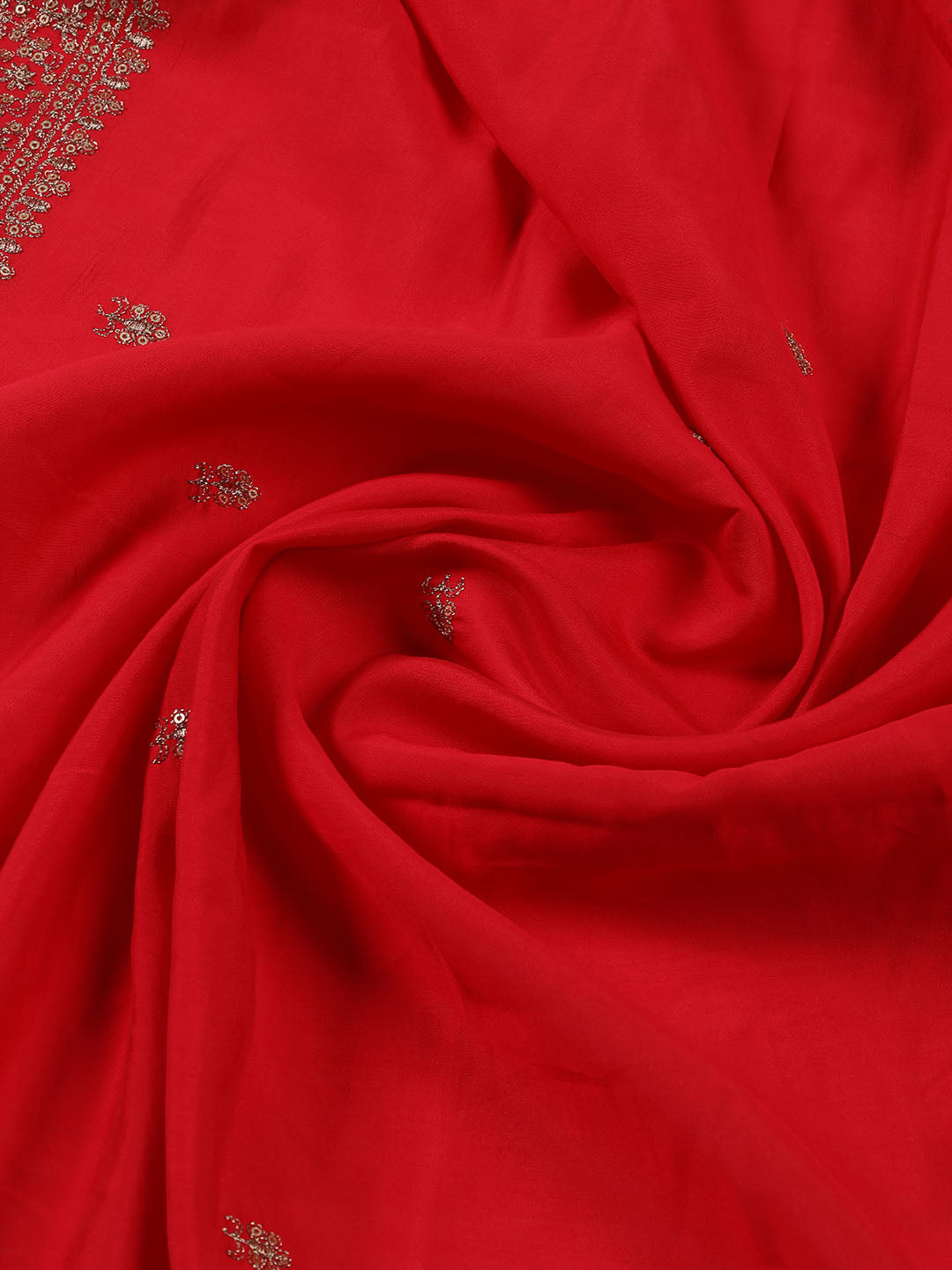 Neck Embroidered Chanderi Unstitched Suit Piece With Dupatta
