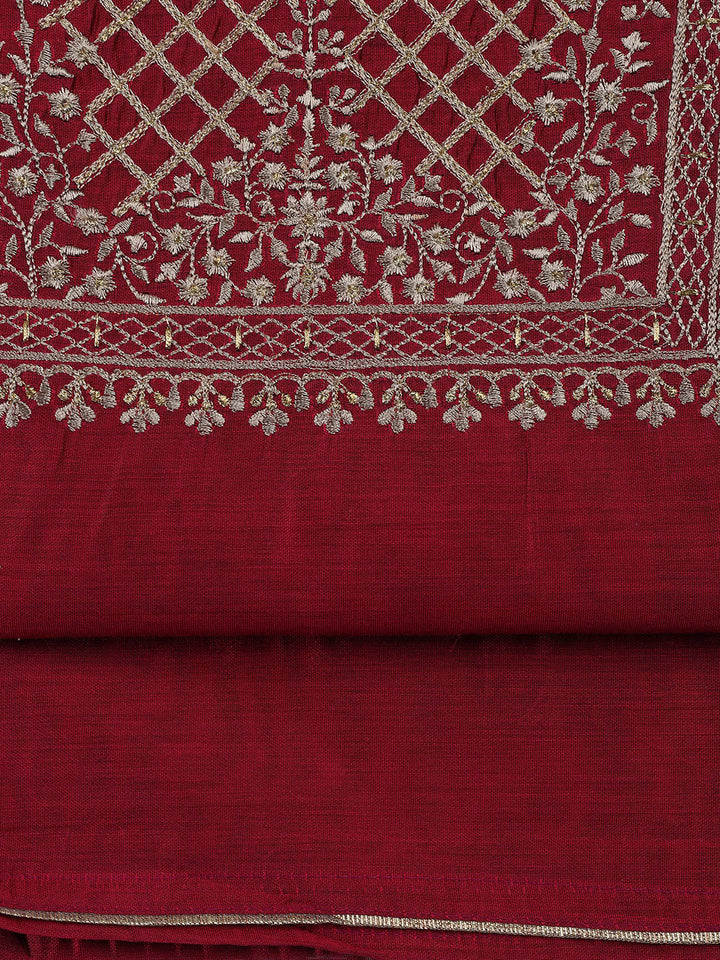 Woven Chanderi Unstitched Suit Piece With Dupatta