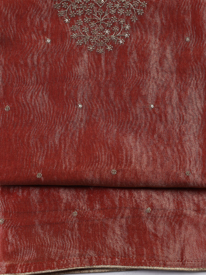 Neck Embroidered Tissue Unstitched Suit Piece With Dupatta