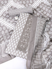 Neck Patti Cotton Blend Unstitched Suit With Dupatta