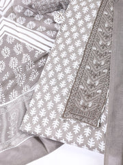 Neck Patti Cotton Blend Unstitched Suit With Dupatta