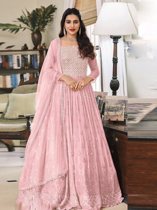 Resham Zari Stone Work Georgette Semi Stitched Suit