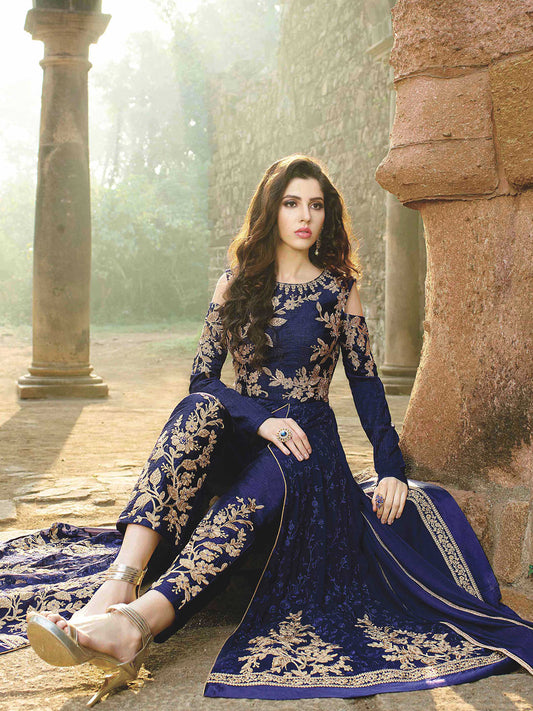 Sequins Embroidery Georgette , Semi Stitched Suit