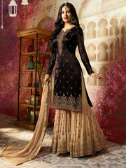 Embroidered Georgette Semi Stitched Suit