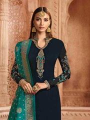 Embroidered Georgette Semi Stitched Suit
