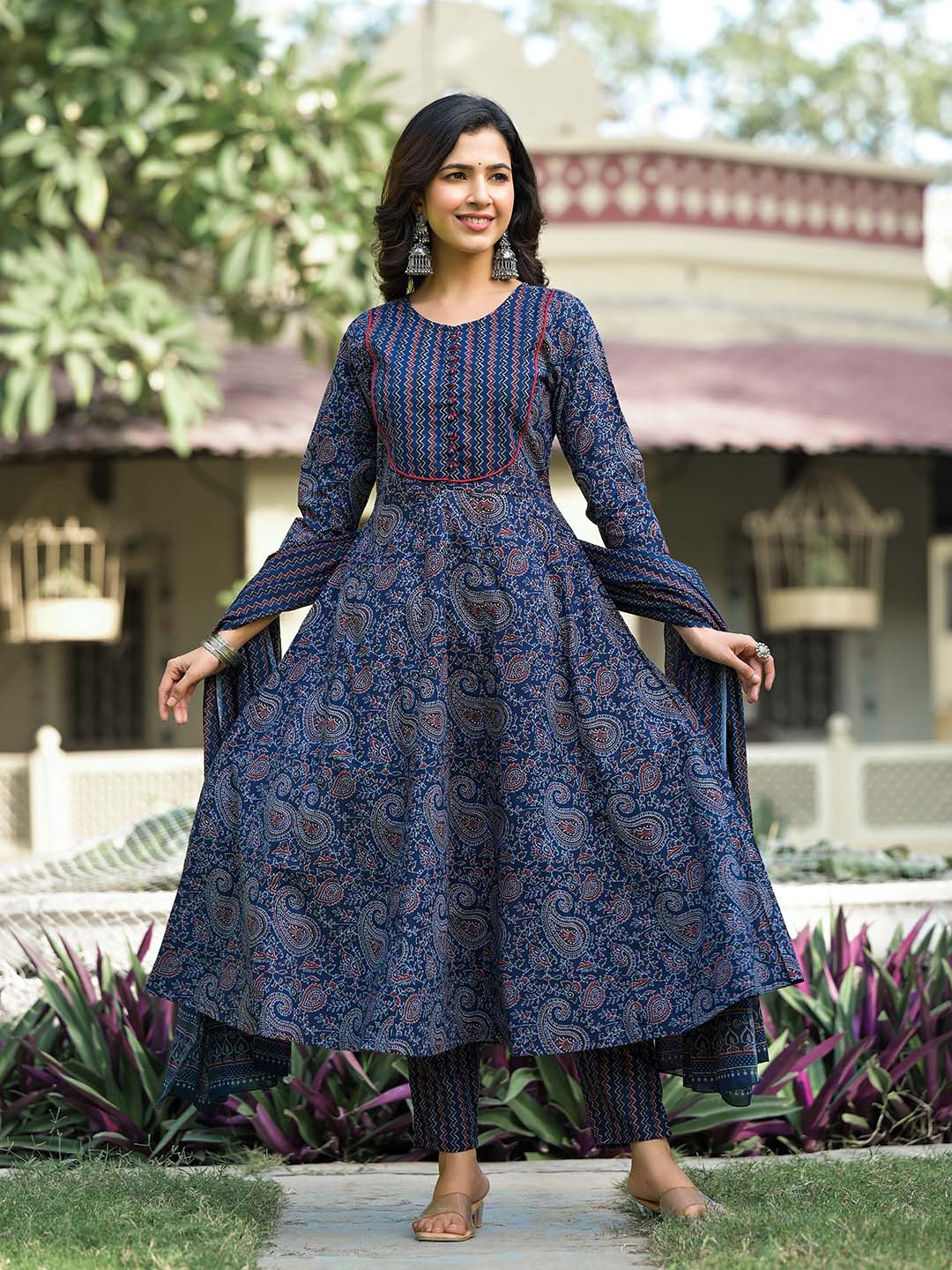Printed Cotton Suit Set With Dupatta