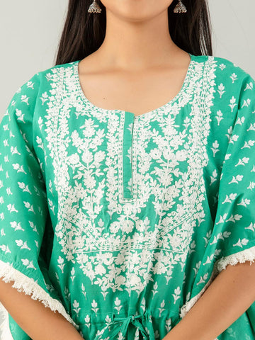 Printed Cotton Round Neck Kaftan Kurta