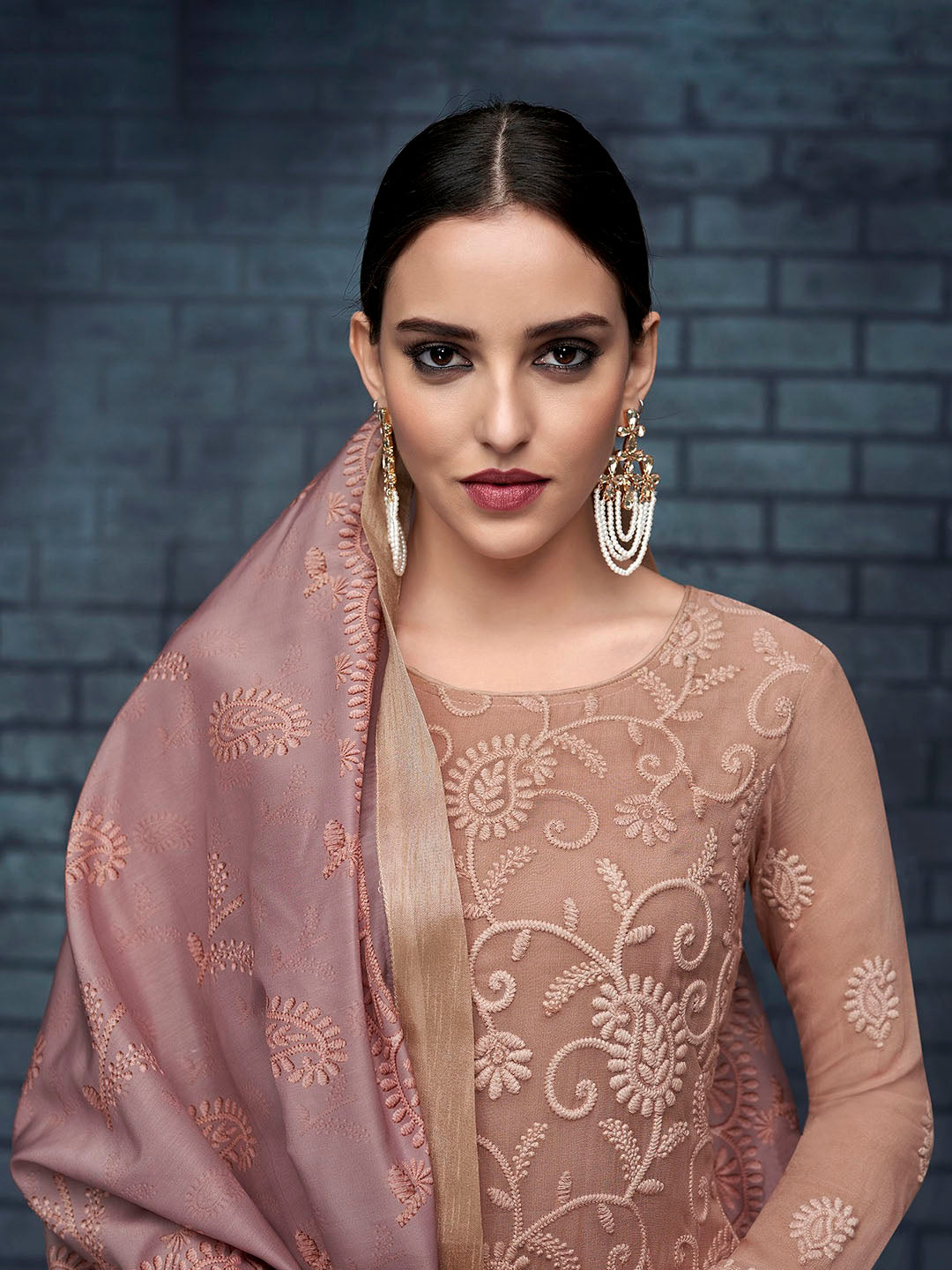 Embroidered &amp; Sequin Work Semi Stitched Suit