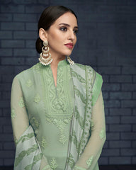 Embroidered & Sequin Work Semi Stitched Suit