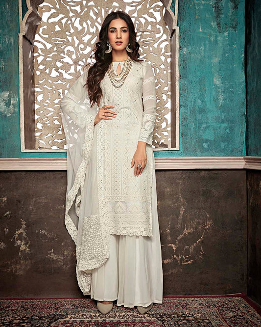 Embroidered & Sequin Work Semi Stitched Suit