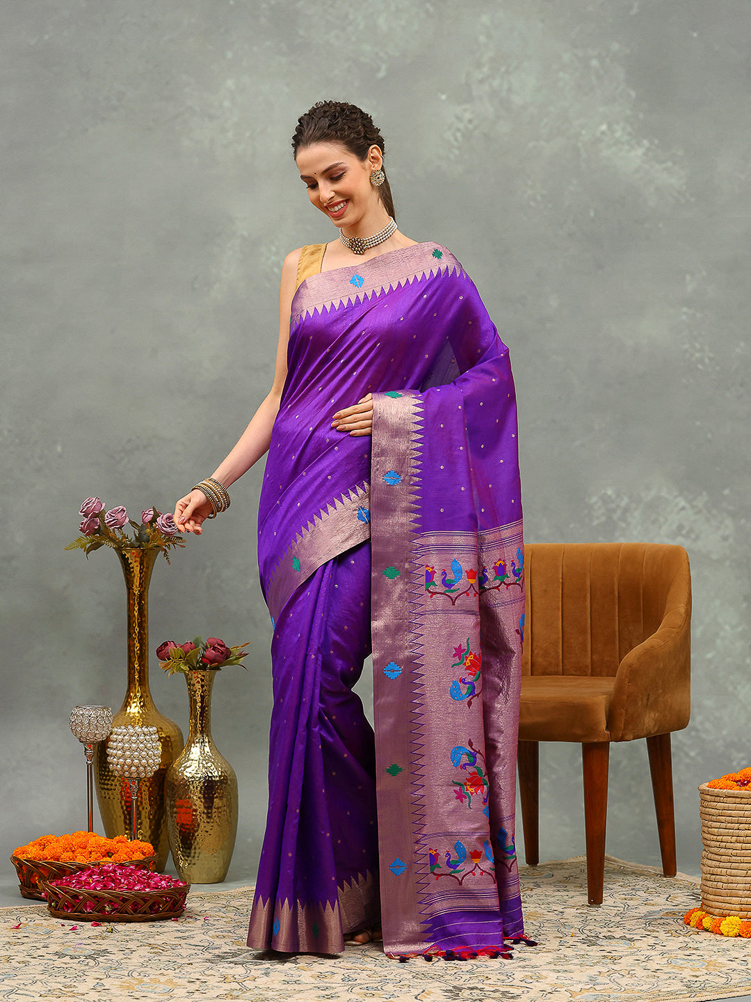 Embroidered Tussar Saree