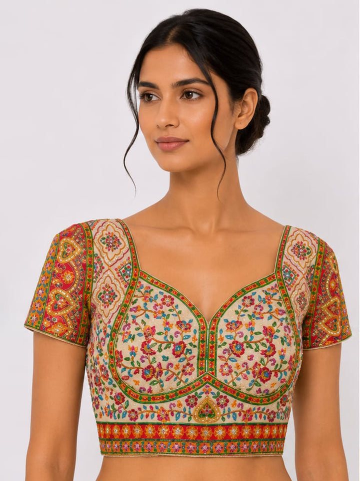 Premium Off-White Embroidery Viscose Blouse Piece