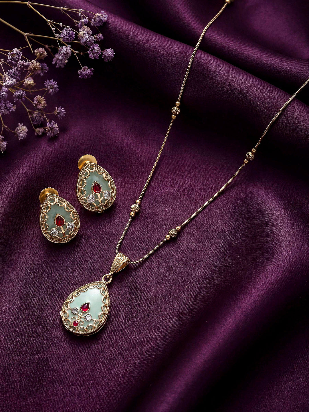 Gold Green Jewellery Set