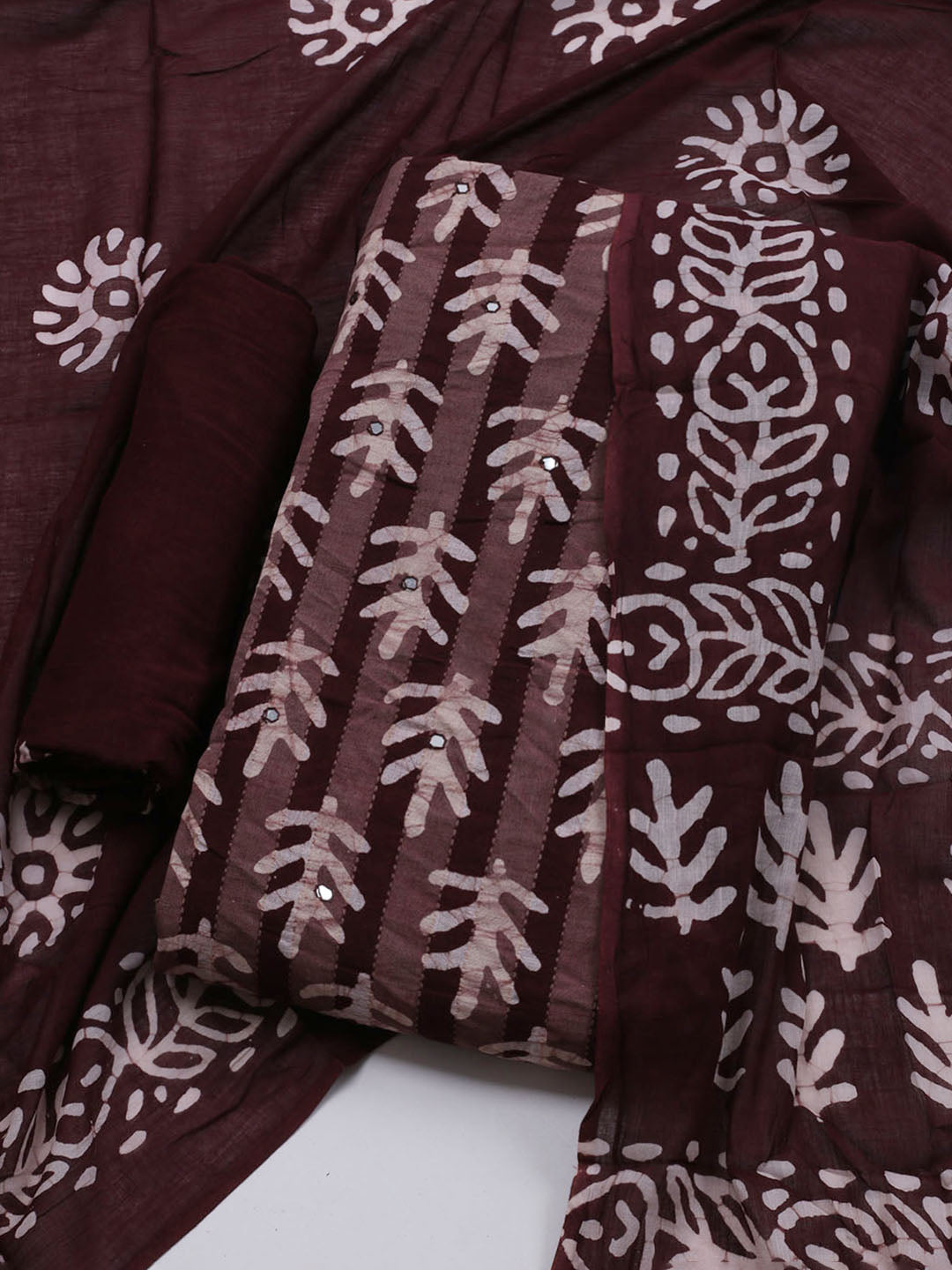 Printed Cotton Blend Unstitched Suit With Dupatta