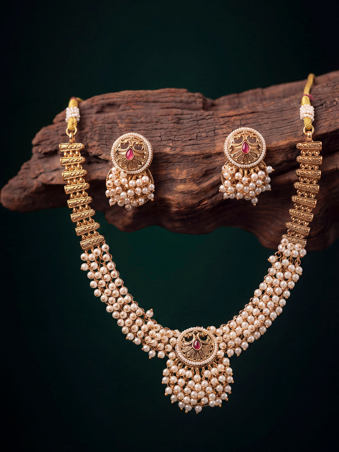Gold Pink Jewellery Set