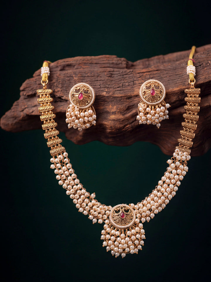 Gold Pink Jewellery Set