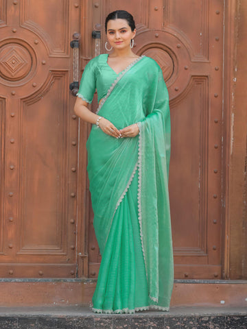 Cutdana Embroidery Organza Saree