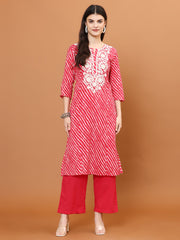 Resham Work Cotton Blend Kurti With Pants