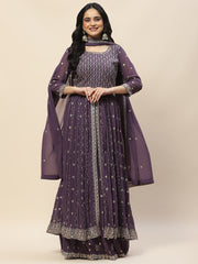 Zari Jaal Embroidery Georgette Kurta With Lehenga & Dupatta