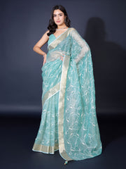 Sequence Embroidery Tissue Saree