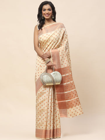 Zari Border Booti Woven Handloom Saree