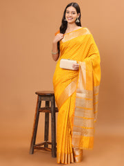 Zari Border Booti Woven Handloom Saree