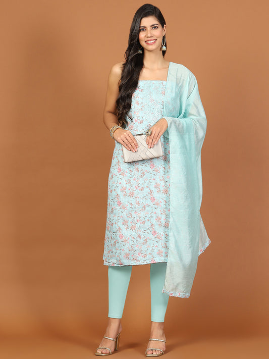 All Over Embroidered Cotton Blend Unstitched Suit Piece With Dupatta