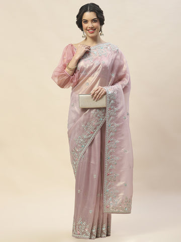 Sequence Embroidery Tissue Saree