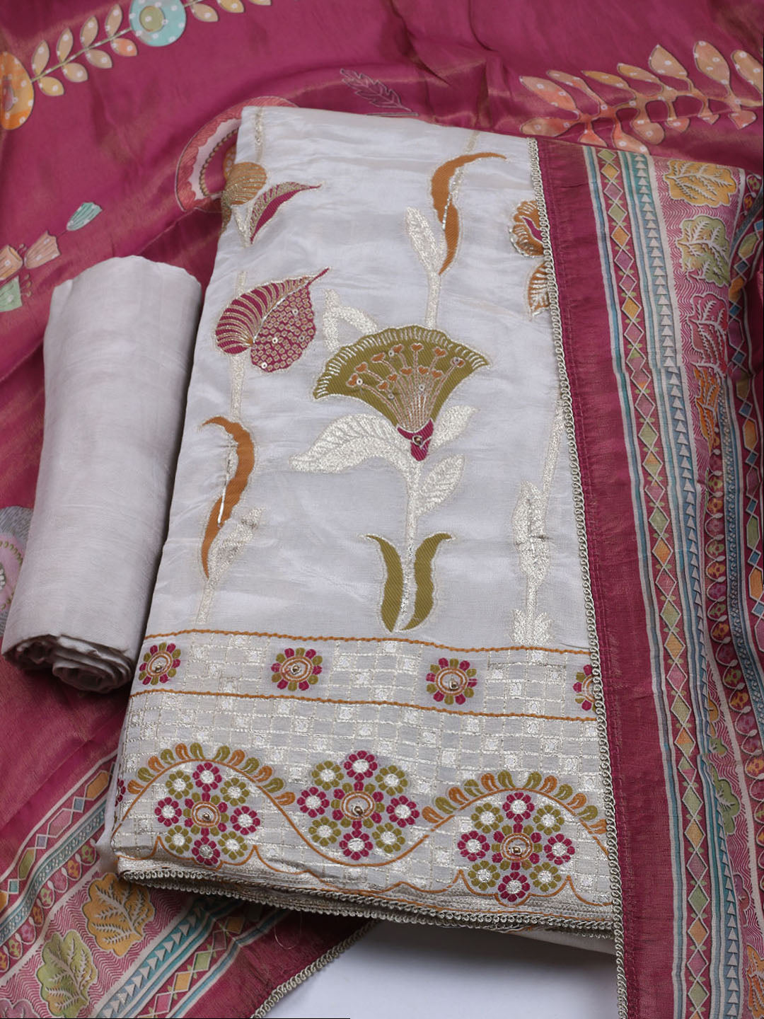 Woven Tissue  Unstitched Suit With Dupatta