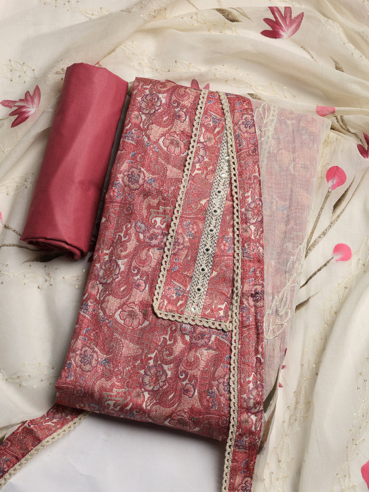 Embroidered Cotton Blend Unstitched Suit With Dupatta