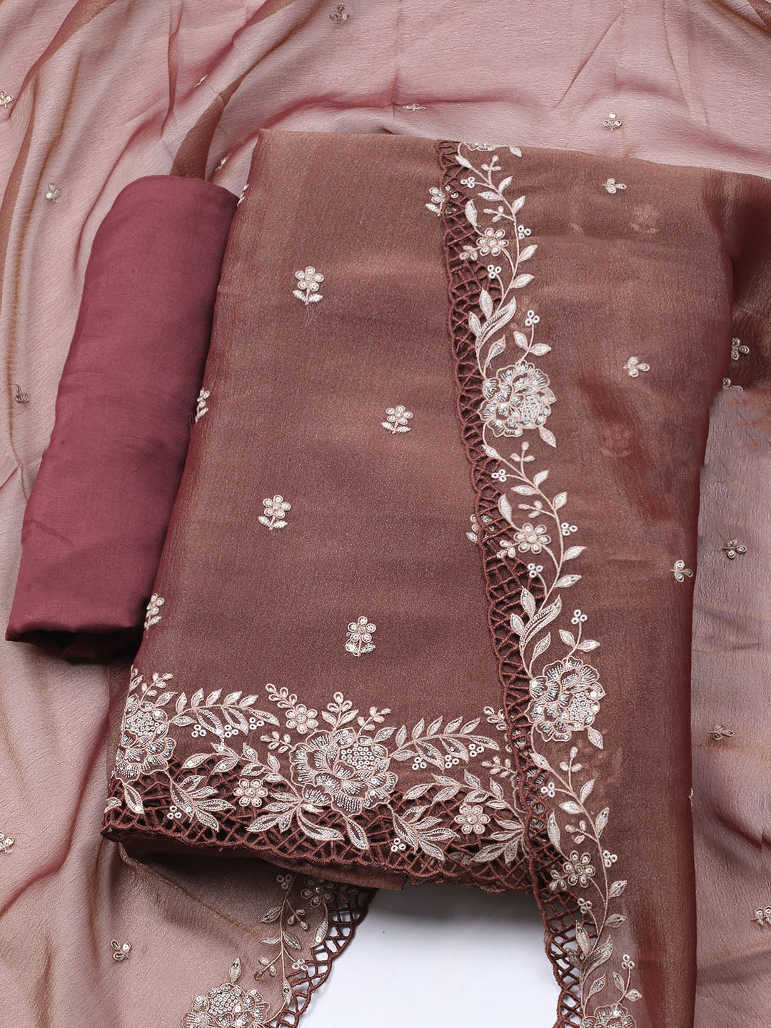 Embroidered Tissue Unstitched Suit With Dupatta