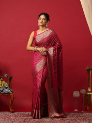 Woven Design Art Silk Wine Saree