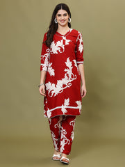 Floral Printed Cotton Kurta With Pants