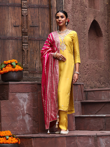 Neck Embroidery Tissue Unstitched Suit With Dupatta