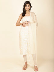 Panel Embroidery Chanderi Unstitched Suit Piece With Dupatta