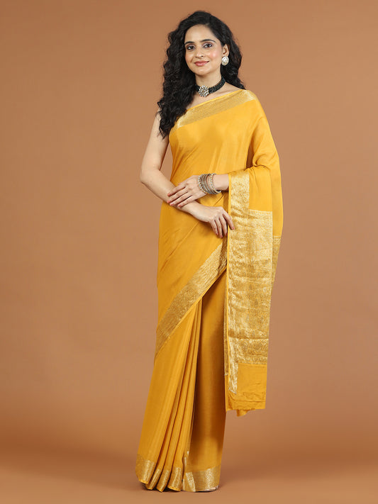 Zari Jaal Border Woven Crepe Saree