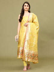 Woven Tissue Unstitched Suit Piece With Dupatta