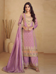 Embroidered Art Silk Suit With Pant & Dupatta