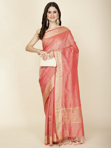 Plain Zari Border Woven Cotton Saree