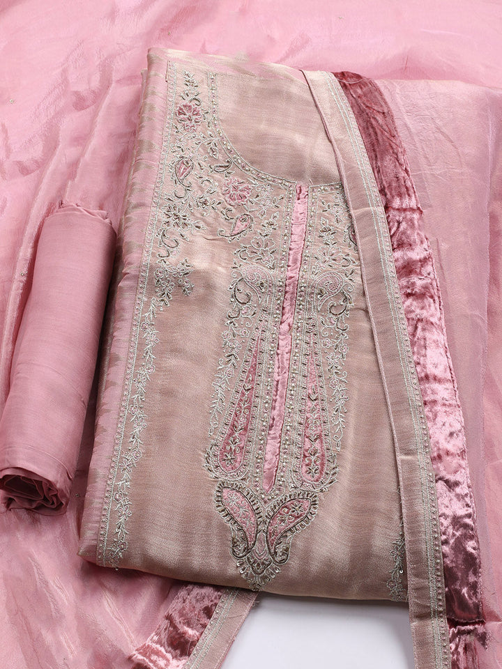 Banarasi Tissue Unstitched Suit With Dupatta