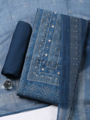 Embroidered Linen Blend Unstitched Suit With Pant & Dupatta